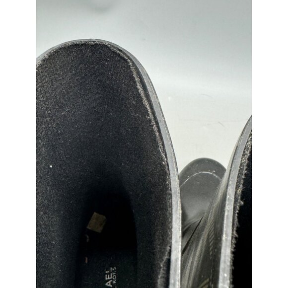 Michael Kors Women's Gold Logo Tall Rain Boots Wellies Black Buckle Boot Size 6 - Picture 8 of 10